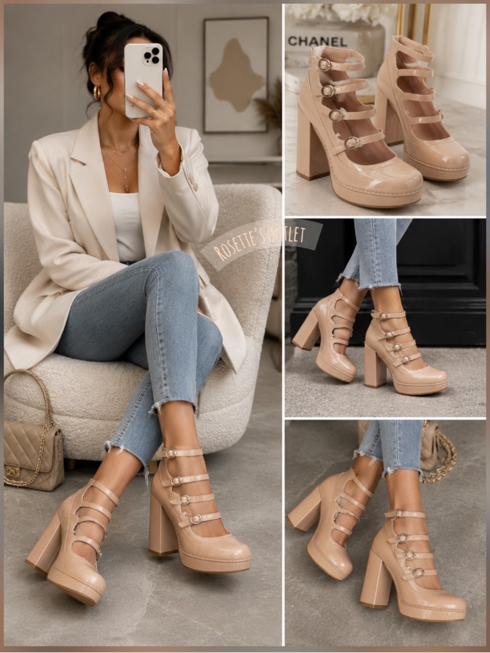 GB Love-Again Multi Strap Mary Jane Platform Pumps new in film